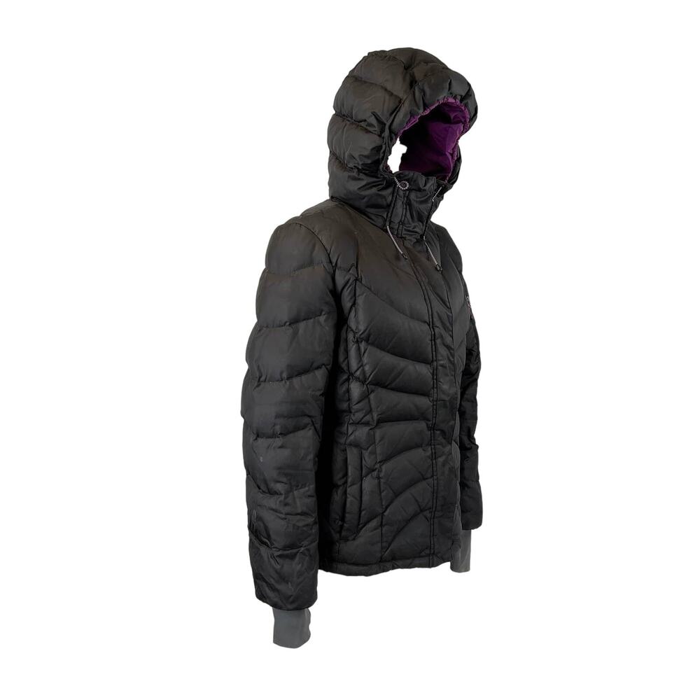 Lands End Down Quilted Puffer Jacket Hooded Black